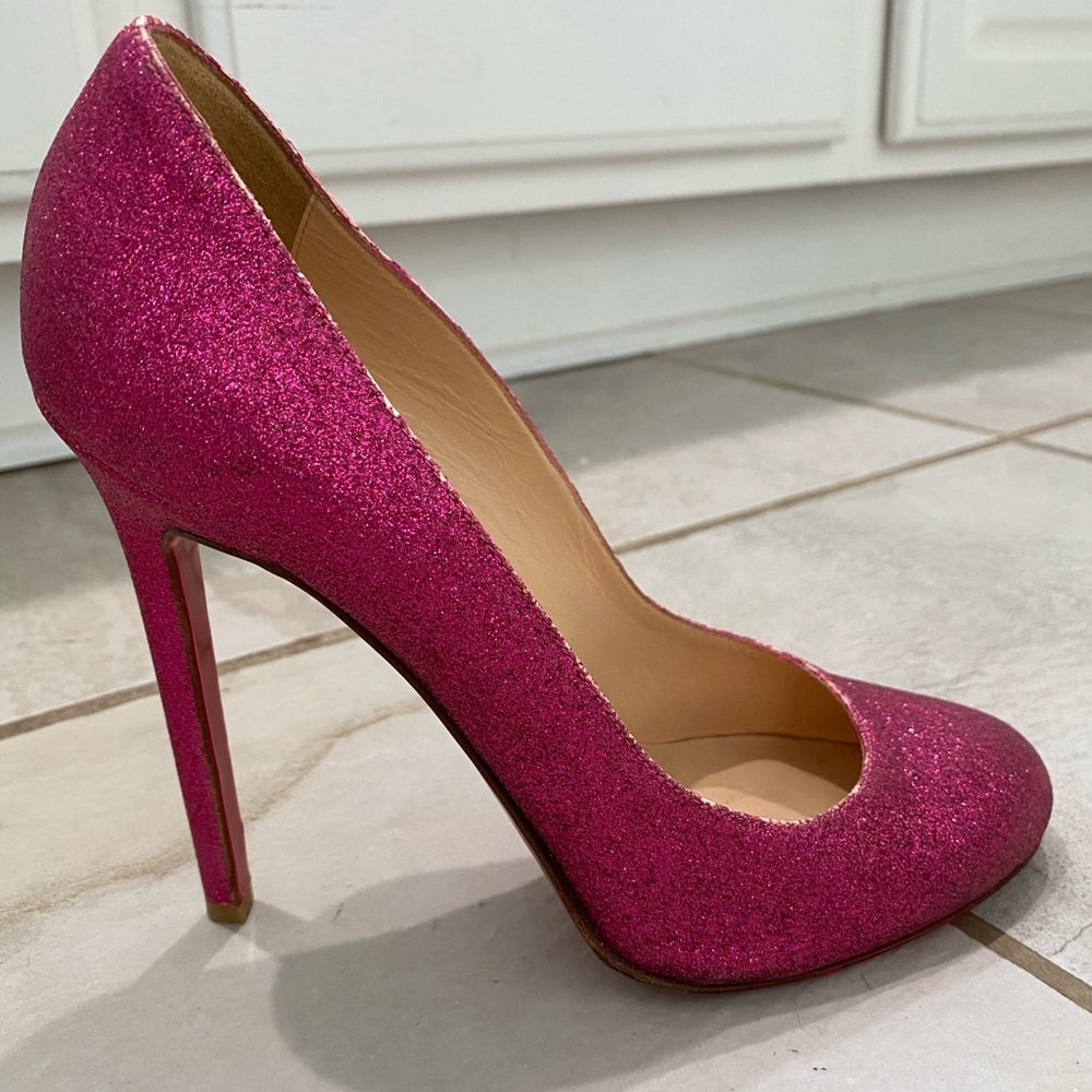 Hot pink sparkle Louboutins